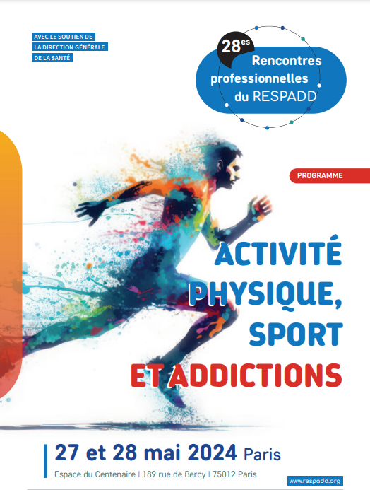 Affiche des 28es Rencontres du RESPADD : Activité physique, sport et addictions