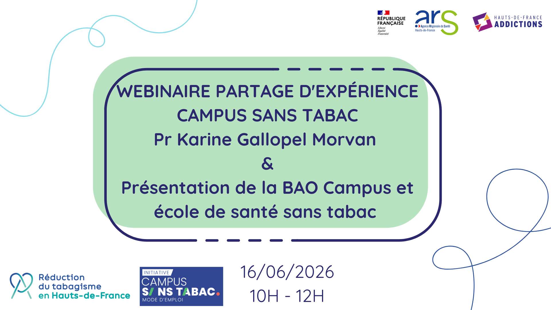 Webinaire partage d'expérience Campus Sans Tabac Pr Karine Gallopel Morvan et Présentation de la boîte Campus et école de santé sans tabac
